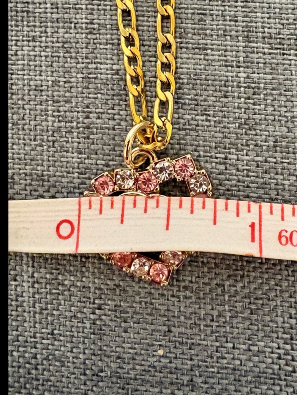 Authentic Gucci Heart charm with pink crystals on 18 karat gold plated 17" chain - Picture 7 of 7